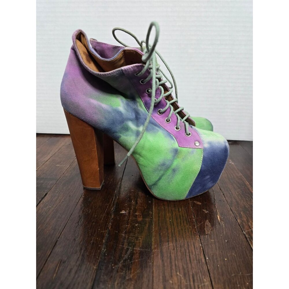 Jeffrey Campbell Lita Fab Tie Dye Neon Green Purple Platforms size 7 - Picture 1 of 12